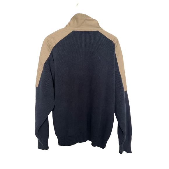 VTG Orvis Sweater Army Navy Blue Collar Quilted Canvas Shoulders Size XXL Flaw - Picture 4 of 7